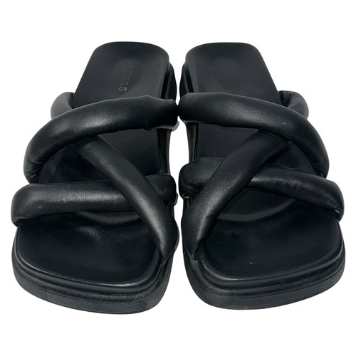 Alohas Slip On Cross - Black Leather Sandals size EU 39 US 8.5