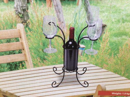 Celavi for Aldi Boxed Black Metal Wine Bottle Holder Camping Garden Outdoor - Picture 4 of 4