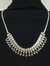 Vintage Gorgeous Victorian Sparkling Rhinestone Silver Tone Necklace J1253 