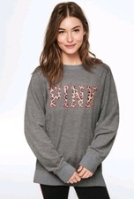 Victoria secret pink large legging crew sweatshirt leopard women's