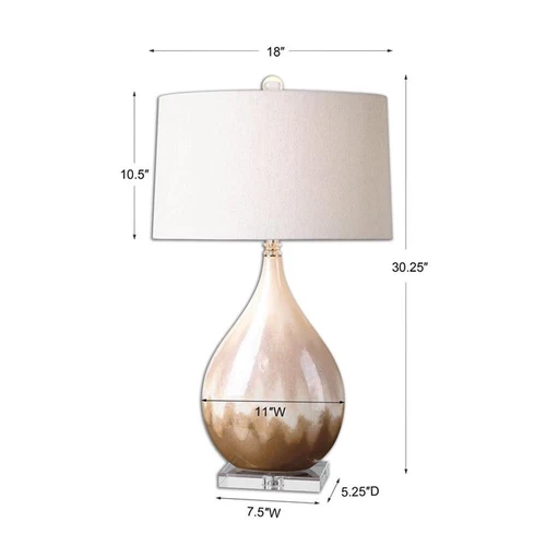 Uttermost Flavian Crystal and Glazed Ceramic Lamp in Beige/Ivory - Picture 5 of 5