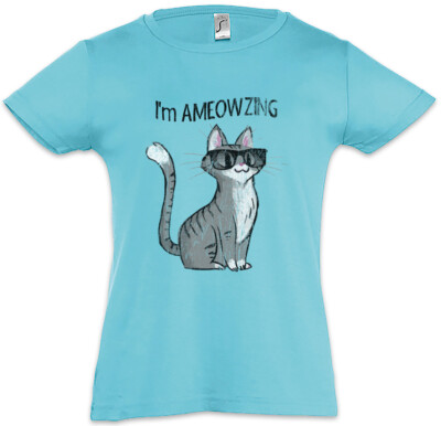 Ameowzing Cat Kids Girls T-Shirt Fun Cats Addiction  Love Nerd Sunglasses