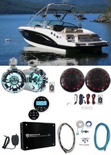 2 Rockville 6.5" LED Swivel Marine Wakeboard Coaxial Speakers Receiver Amplifier