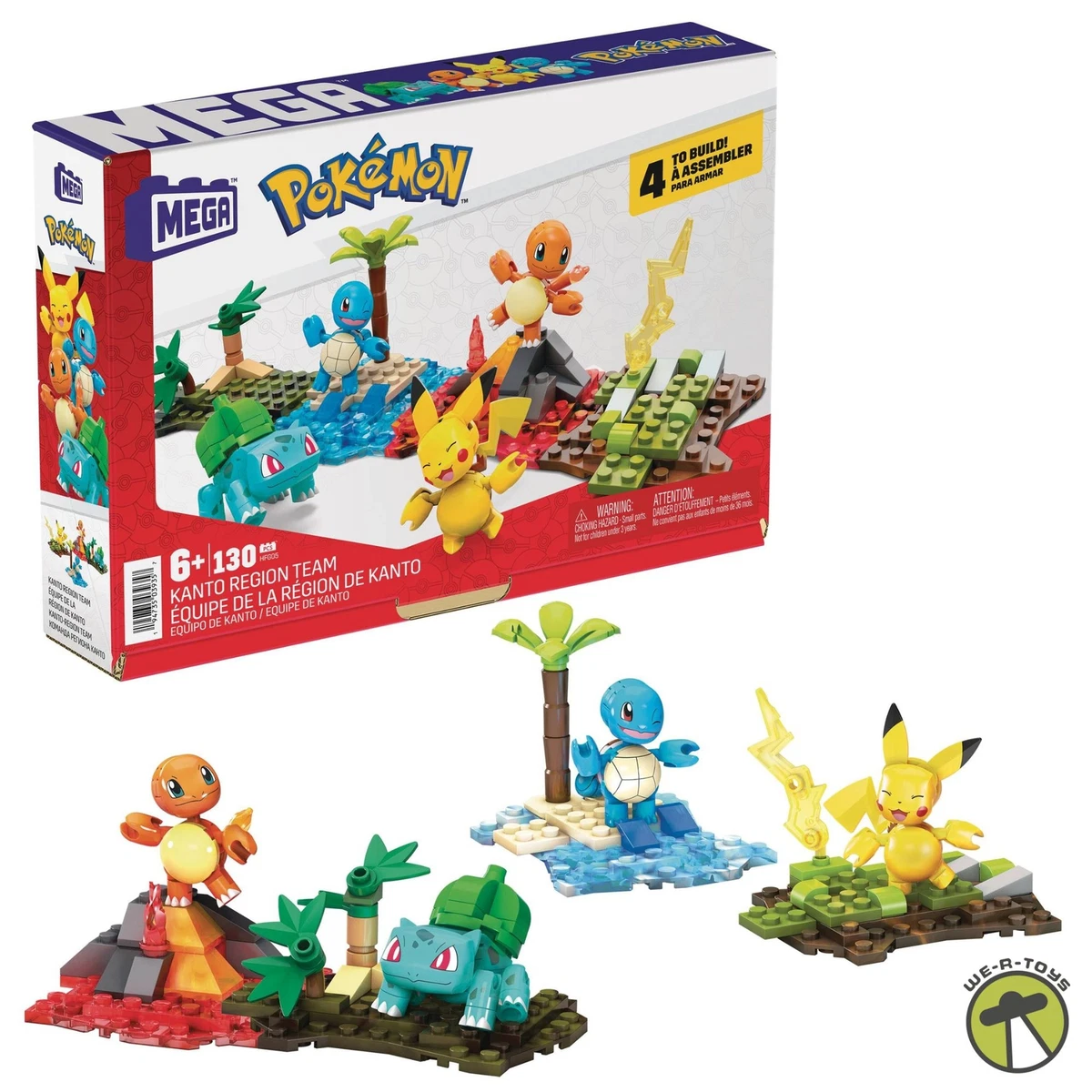 MEGA Pokemon Building Toy Kit Charmander Set with 3 Action Figures (300  Pieces) for Kids 