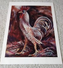 Rooster Art Poster Print with Original Signature - 18