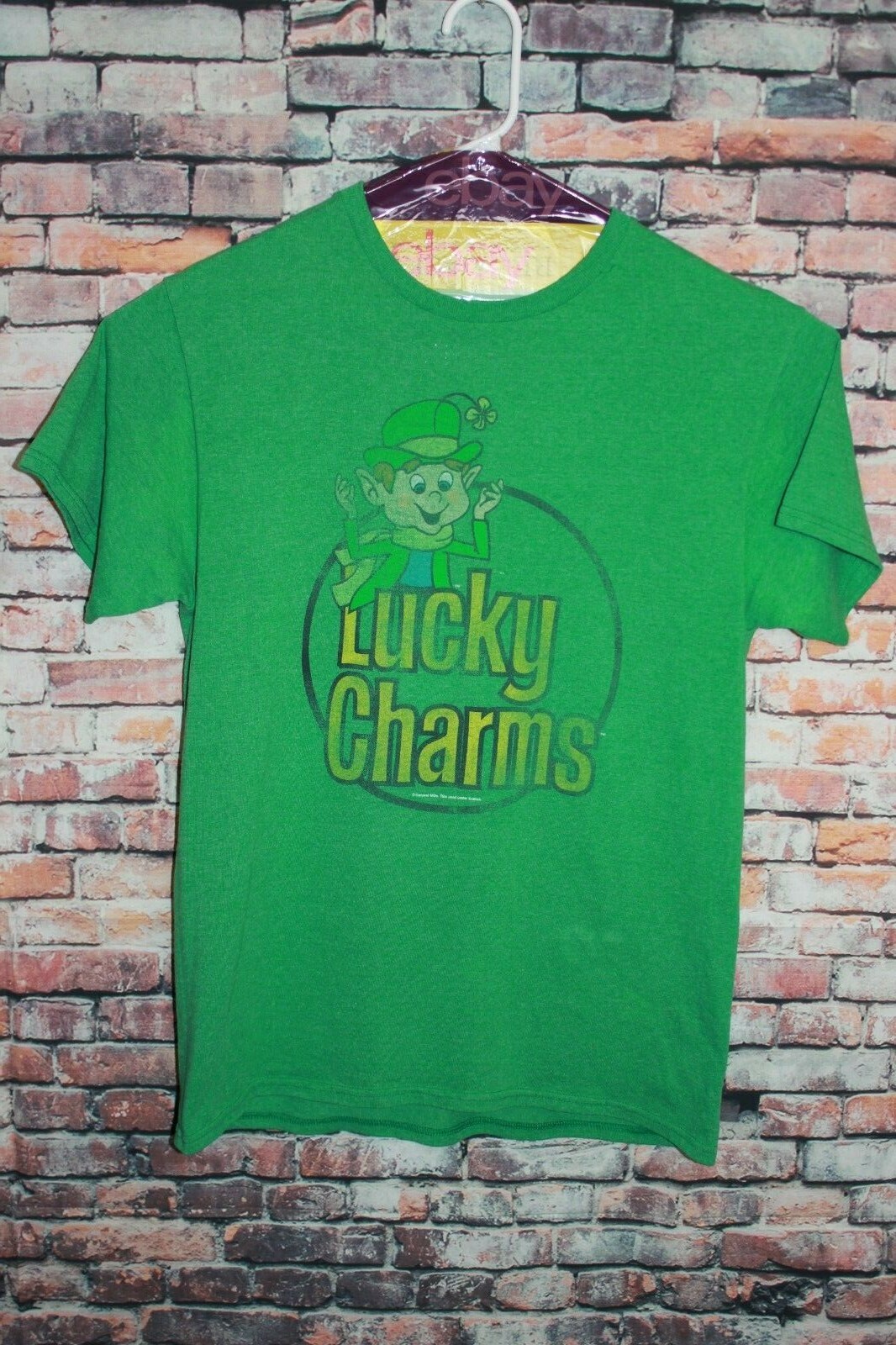 Lucky Charms Distressed Logo Graphic Green TShirt Me… Gem