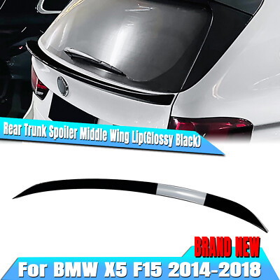 1pc Gloss Black Rear Trunk Spoiler Lip Middle Wing For BMW X5 F15 M Sport 14-18