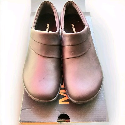 Merrell Women's Clogs Sz 6 W Dassie Stitch Slip On Shoes Brown Leather Espresso