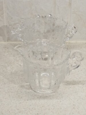 CAMBRIDGE ELEGANT GLASS CHANTILLY PATTERN CREAM & SUGAR SET EXCELLENT CONDITION!