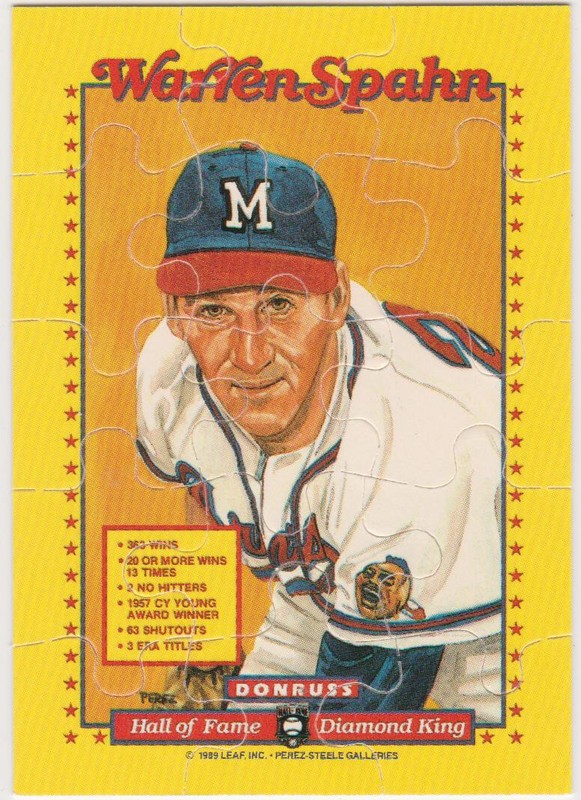 Warren Spahn 1989 Donruss "Puzzle" Insert Card