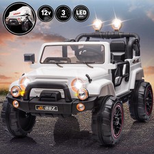 JOYLDIAS 12V Kids White Ride On Car Electric Toy Truck 3 Speed MP3 LED w/ Remote