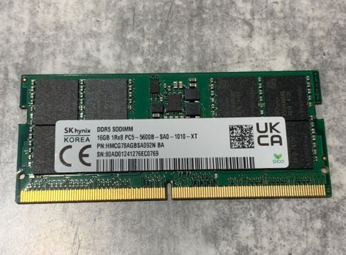 SK Hynix 16GB 1Rx8 DDR5 PC5-5600B Laptop RAM Memory SODIMM HMCG78AGBSA092N