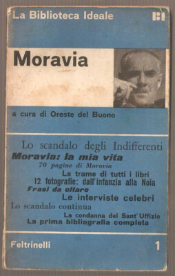 LIBRO MORAVIA FELTRINELLI 1 LA BIBLIOTECA IDEALE ORESTE DEL BUONO 1962 PAG.220