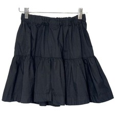 NEW Abercrombie Fitch Black Cotton Elastic Tiered Smocked Mini Skirt Size S