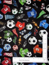 Soccer Ball Fabric By Yard Pennant Trophy Just For Kicks Cotton by QT Fabrics