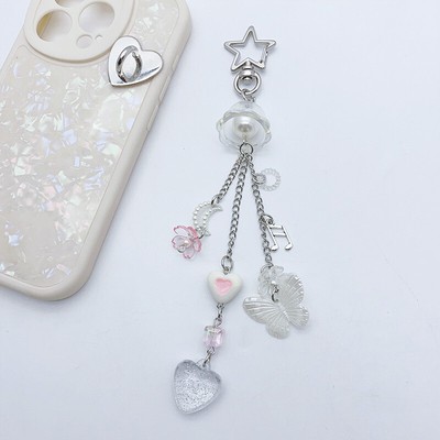Sparkling Love Butterfly Tassels Keychain Pendant Kawaii Key Chain Bag Bead#lk