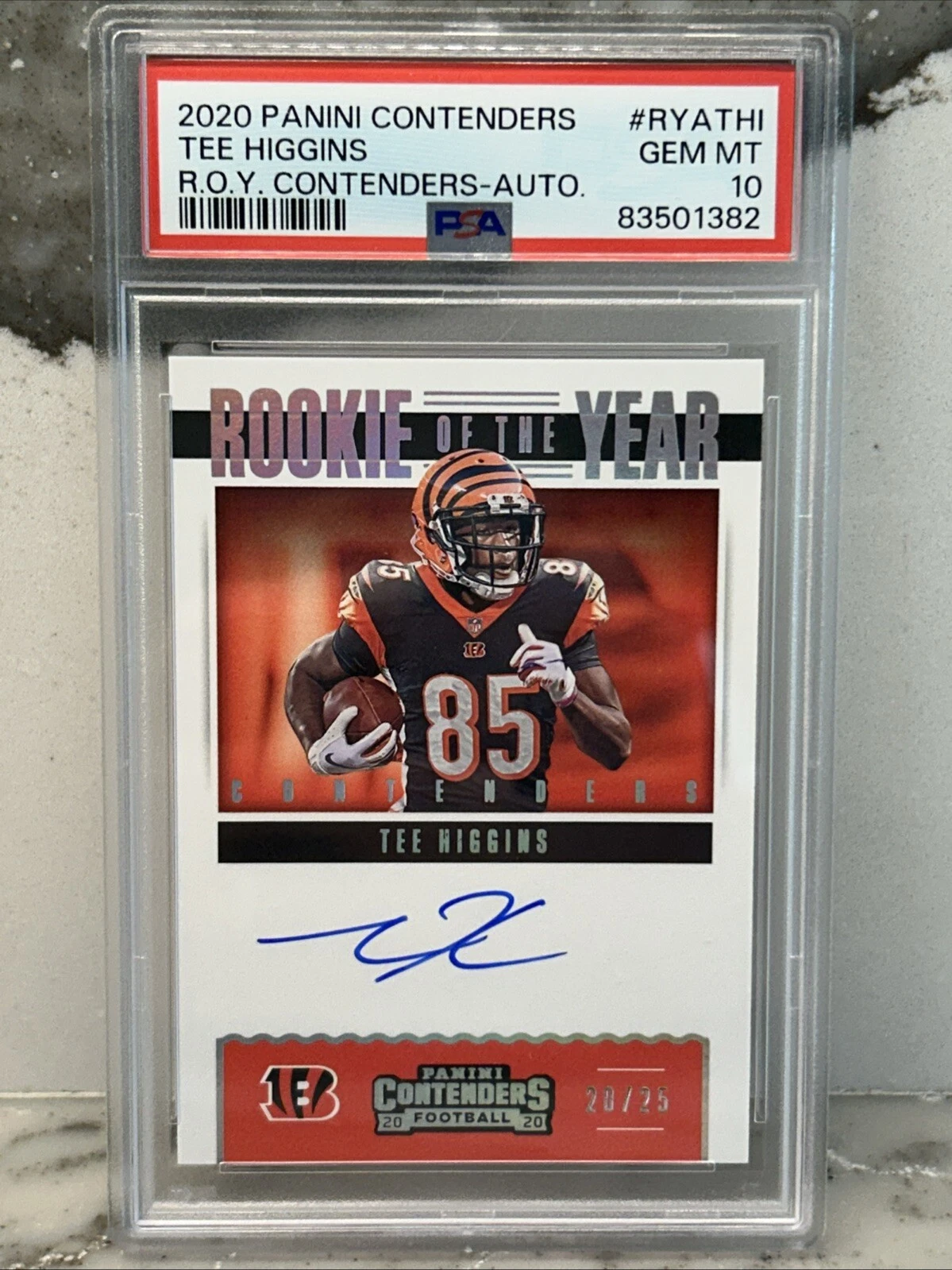Tee Higgins Panini Contenders Rookie of the Year Contenders #RYATHI Autograph