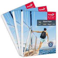 300 Sheets Koala Premium Inkjet Printer Satin Photo Paper 8.5x11 54lb 200g