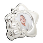 Star Shaped Silver Plated Baby Photo Frame with Teddy Bear and Decorative Sta...