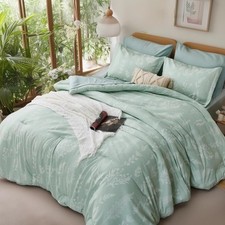 Full Size Comforter Set 7 Pieces, Sage Green, Cute Floral Bed in a Bag Full Boho