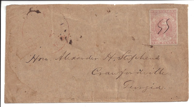 CSA #5 Cover Sparta, Ga 1863 Alexander H. Stephens Correspondence