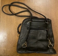 Clarks Black High Quality Leather Backpack Convertible Shoulder Bag Organizer G