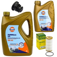 MotoröL Filter Set Gulf Formula GX 5W-40 6 Liter + Schraube FüR Audi Seat Skoda