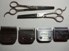 CLIPPER BLADES AND THINNING SHEARS 6 PIECES TOTAL SEE PICTURES 12.75
