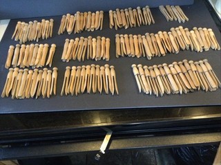 Lot of 100 Vintage Clothes Pins Round Head Flat Top Wire Ring