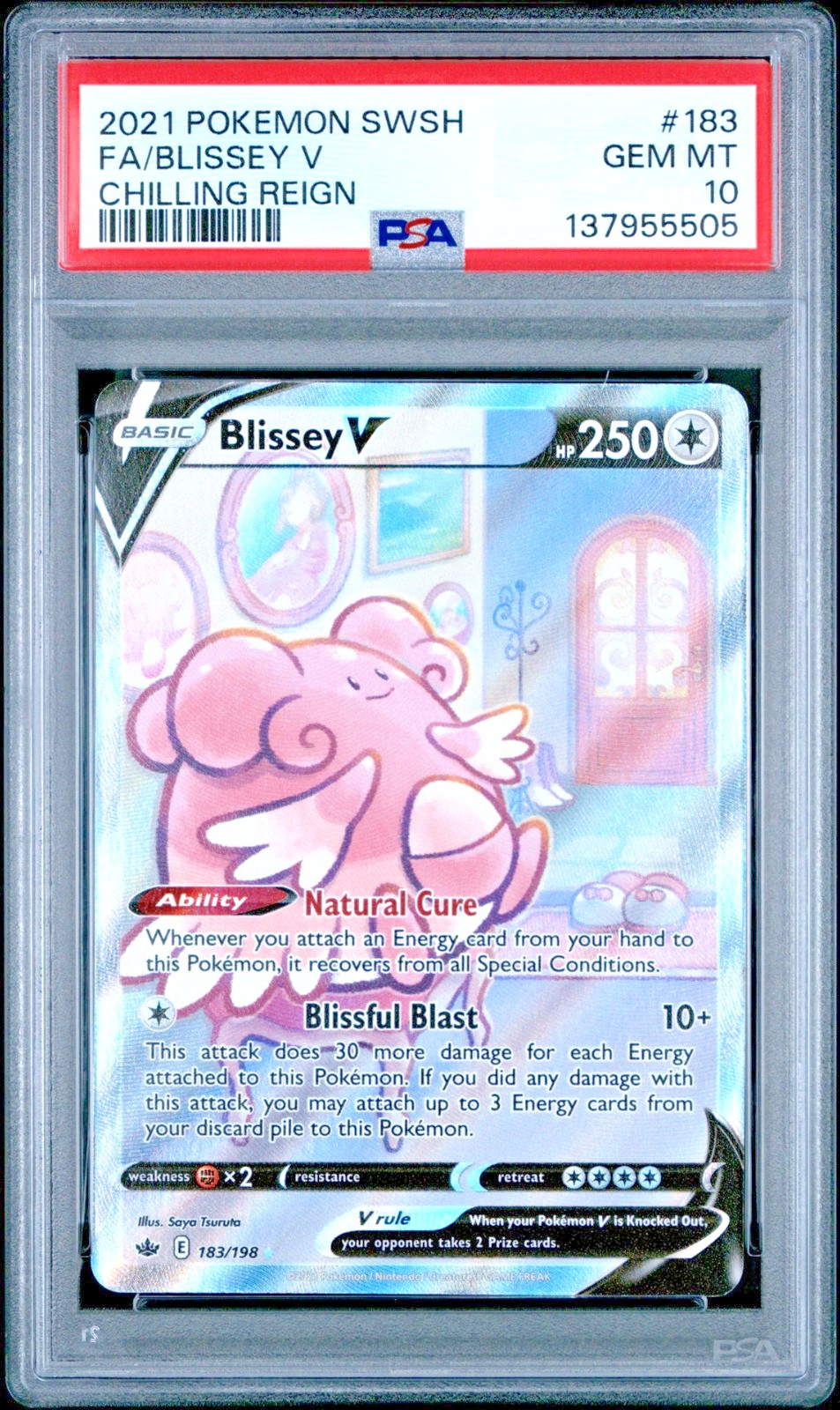 2021 POKEMON SWORD & SHIELD CHILLING REIGN 183 FULL ART/BLISSEY V PSA 10