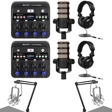 Zoom PodTrak P4next Podcast Recorder with PodMic Dynamic Podcasting Microphone,