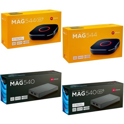 MAG 540 544 540w3 544w3 TV BOX Receiver HEVC Linux HDMI USB LAN Infomir Player 