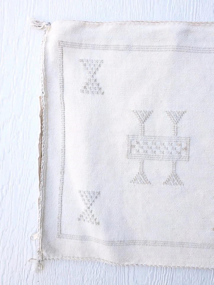 Funda de almohada lumbar de seda cactus blanco marroquí 19x19 tejido a mano cojín boho Foto 3 de 4