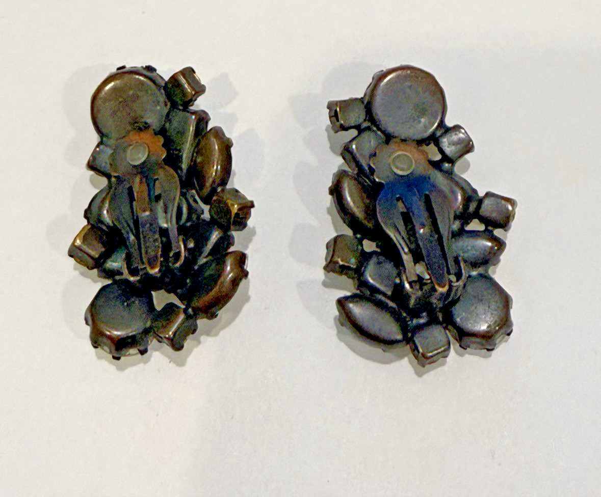 VINTAGE SIGNED ROBERT RHINESTONE STATEMENT EARRIN… - image 3