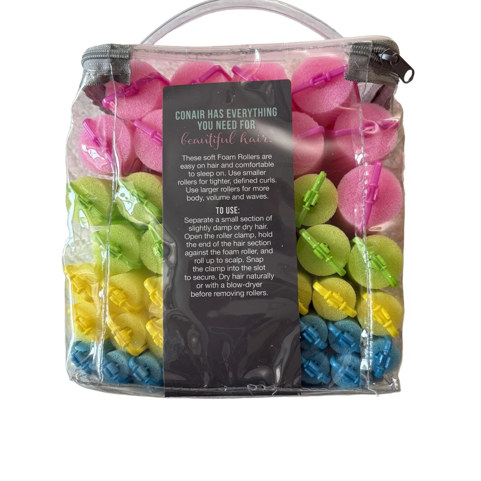 NUEVO Rodillos de pelo de espuma Conair 48 piezas rizos suaves sin calor durante la noche (exp 11/11) Foto 2 de 3