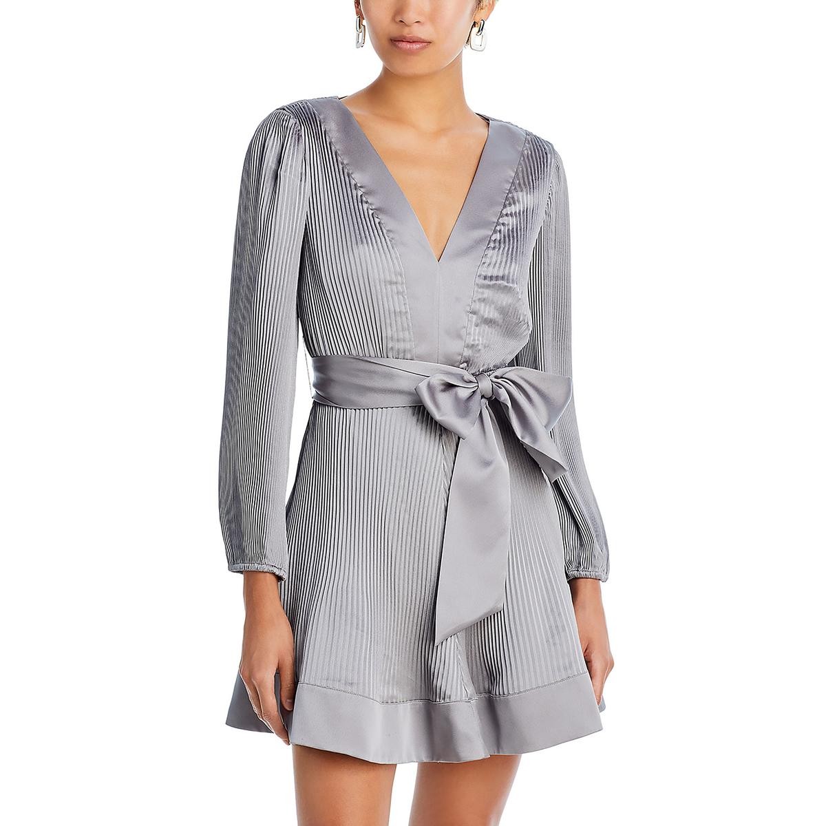 Женское атласное мини-платье для коктейлей и вечеринок Milly Womens Liv серебристого цвета 2 BHFO 9593