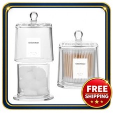 Bathroom Glass Jar with Lid 3.31 inch Clear Apothecary Storage Container