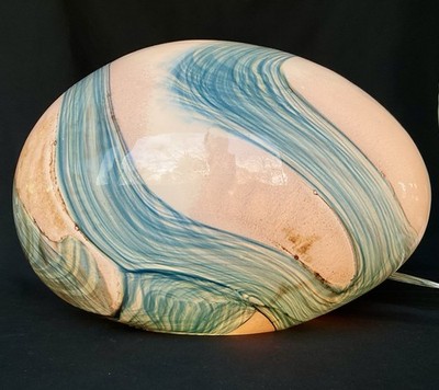 Tozai Home Artisan Blown Glass Freeform Egg Lamp Rare Vintage Pink Blue Brown