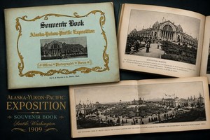 1909 antique ALASKA-YUKON-PACIFIC EXPOSITION seattle wa SOUVENIR BOOK photos