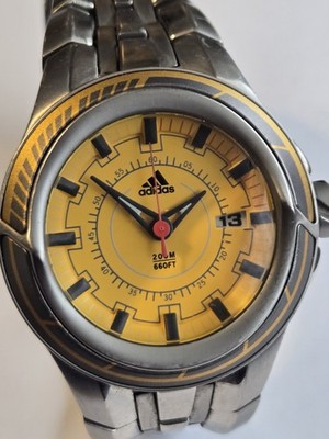 Adidas Men's Watch Sports Dive Quartz 200M Stainless Steel Yellow Dial Date