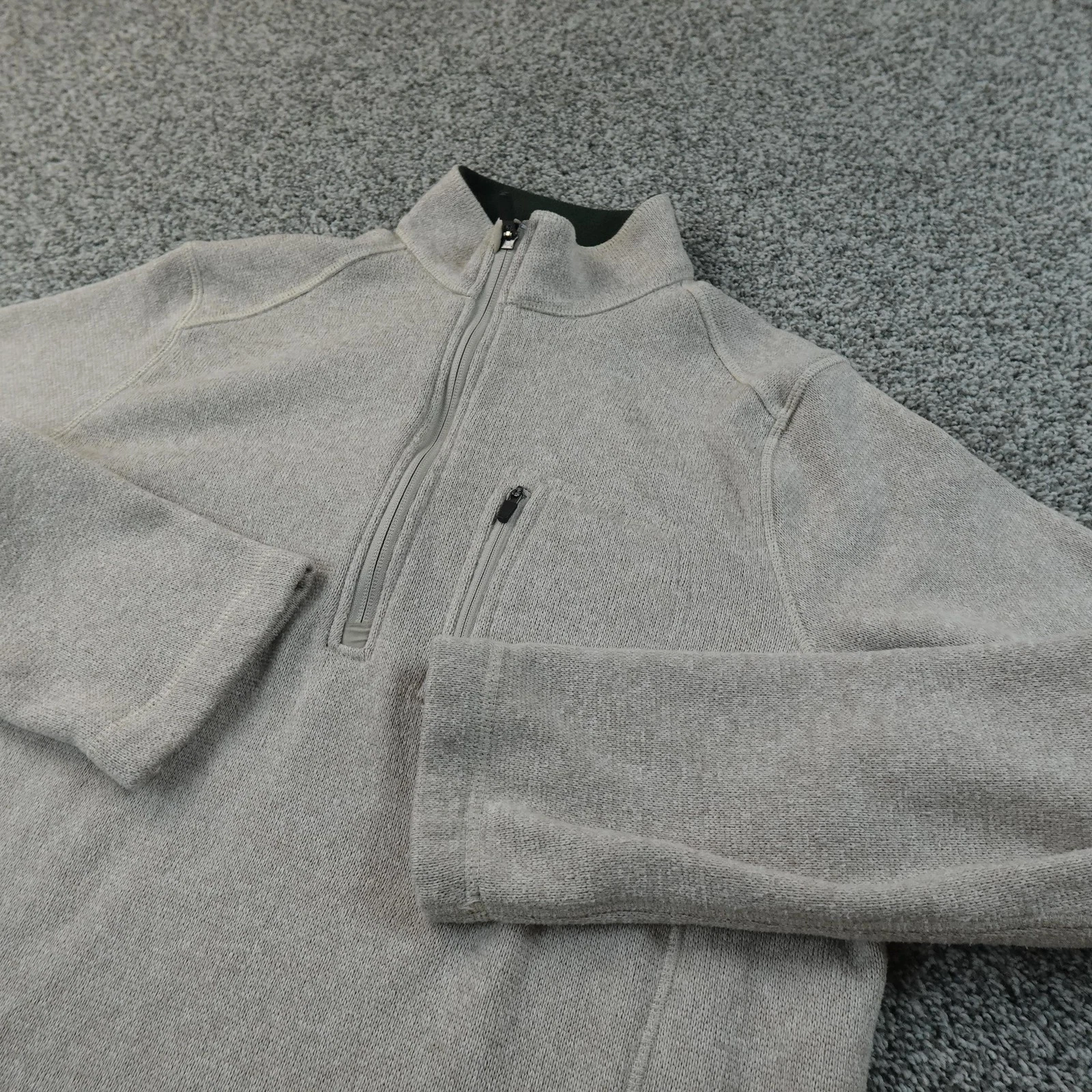 Woolrich Sweater Mens M Gray Fleece 1/4 Zip Mock Neck Pullover Outdoor Hiking