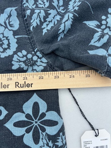 Billabong Men's Cordoba Short Sleeve Shirt Large Blue Floral Linen Lyocell - Picture 6 of 8