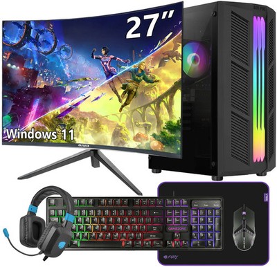 Gaming computer Core i7 RX 7600 32GB DDR4 1TB SSD 27-inch monitor