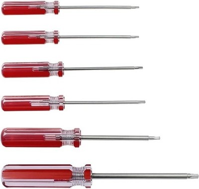 Triangle Screwdriver Set 6Pcs Magnetic Repair Tools For Toys Battery Change Red