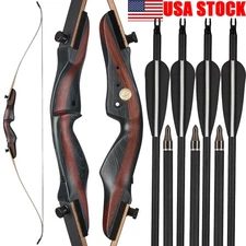 Archery 62" Takedown Recurve Bow 20-50lbs Wooden Bow Riser Target Hunting Arrows
