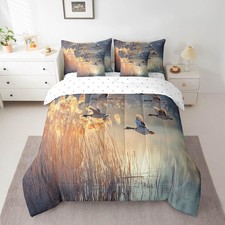 Mallard Duck Queen Comforter Set with Sheets Duck Hunting Themed 7 Pieces Bed...