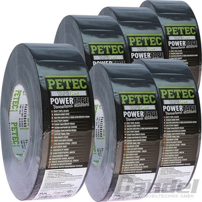 6x 50m PETEC POWERTAPE SCHWARZ UNI GEWEBE-BAND KLEBEBAND PANZERTAPE GAFFA TAPE