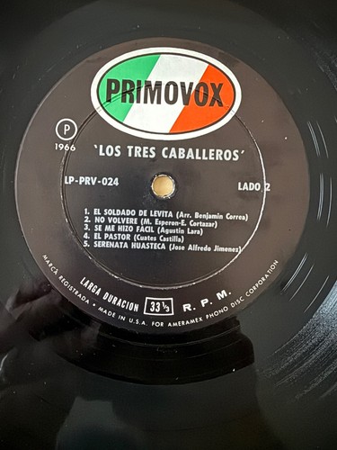 Los 3 Tres Caballeros Self Titled 1966 LP Primovox Records PRV-024 VG Cleaned - Zdjęcie 9 z 9