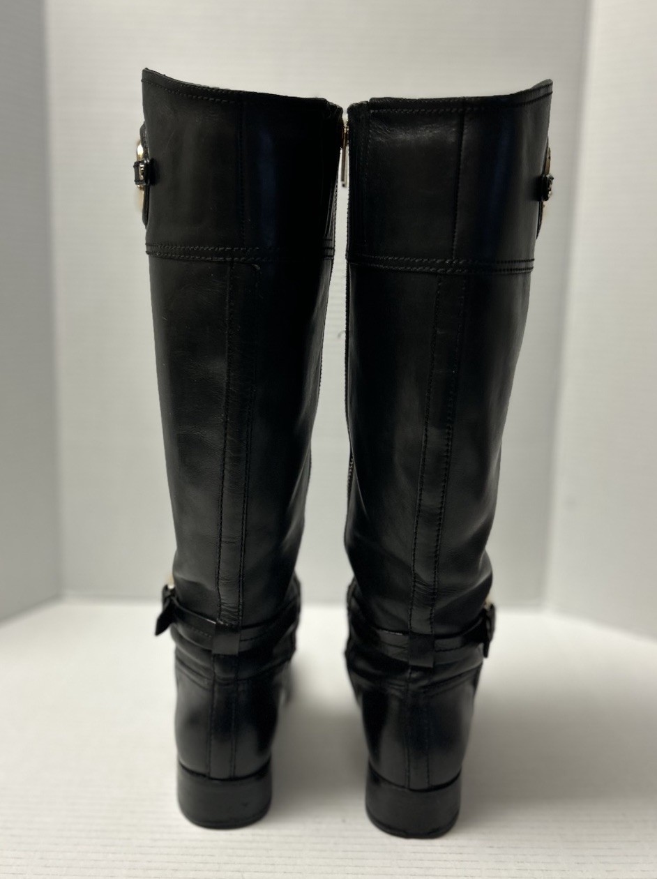 Michael Kors Stockard Leather Tall Riding Boots Black Women's Sz 7M Gold Hdware thumbnail 9