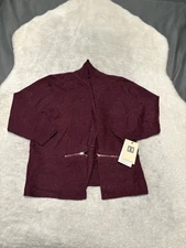 New Ivanka Trump The Forest Cardigan Sweater Size Large Burgundy